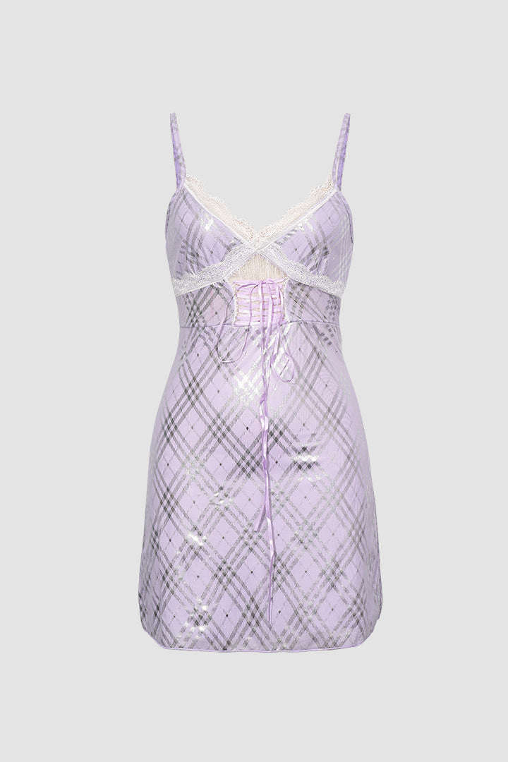 Jacquard Lace Patched Mini Dress