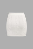 Contrast Trim V-neck Cropped Knit Top And Mini Skirt Set