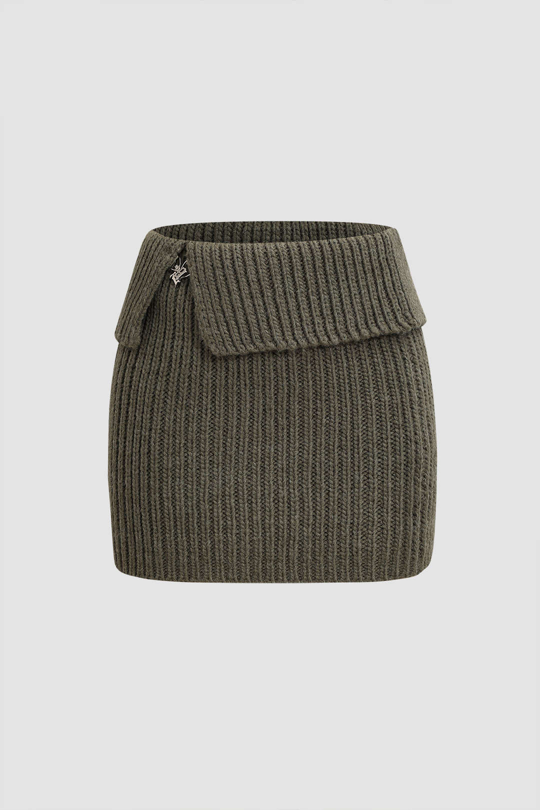 Foldover Waist Knit Mini Skirt