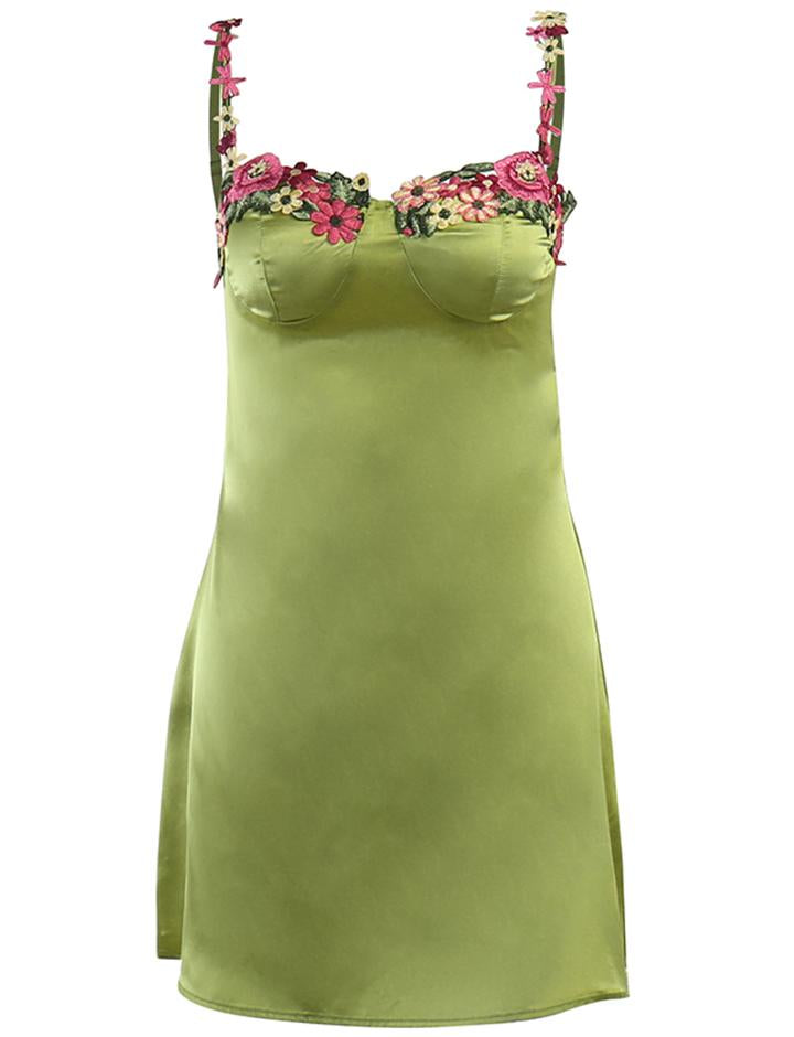 Slim Dress with Backless Sling Flowers