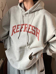 REFRESH Print Loose Pullover Hoodie