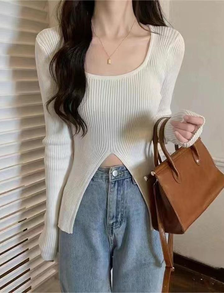 Halter Neck Knit Tight Fake Two Piece Top