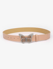 Rhinestone Butterfly Pu Leather Belt