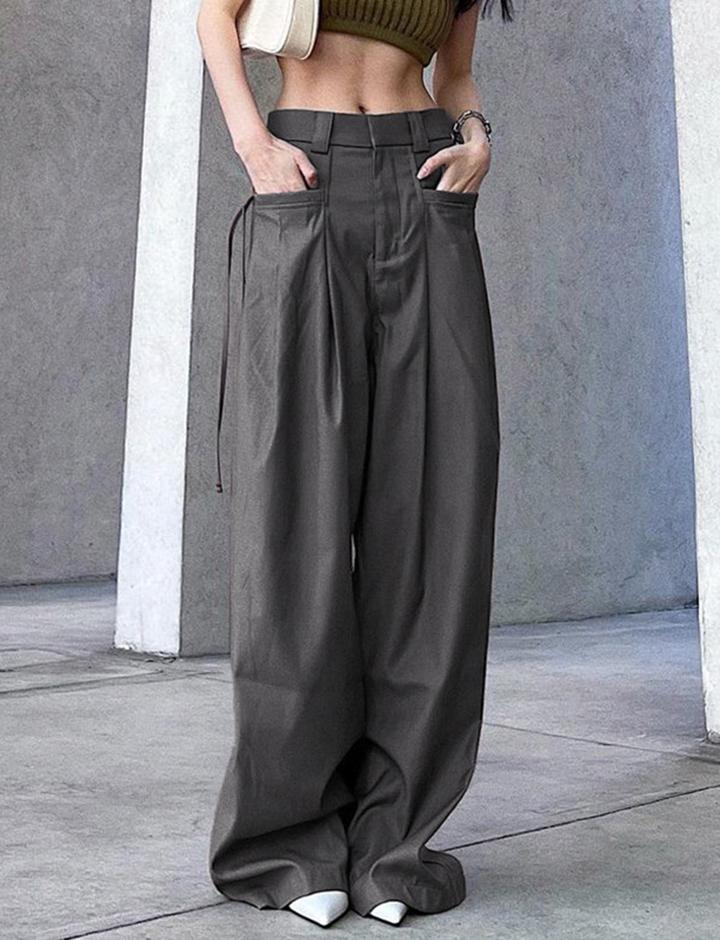 Ruched High Waist Straight Leg Pants