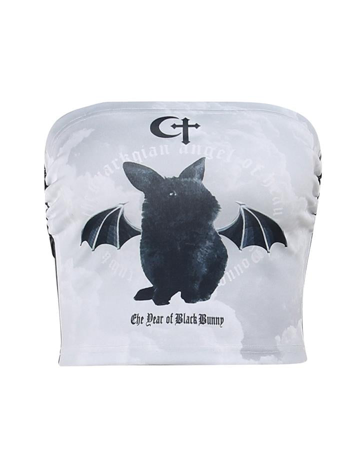 Reversible Cat Bat Print Bandeau Vest
