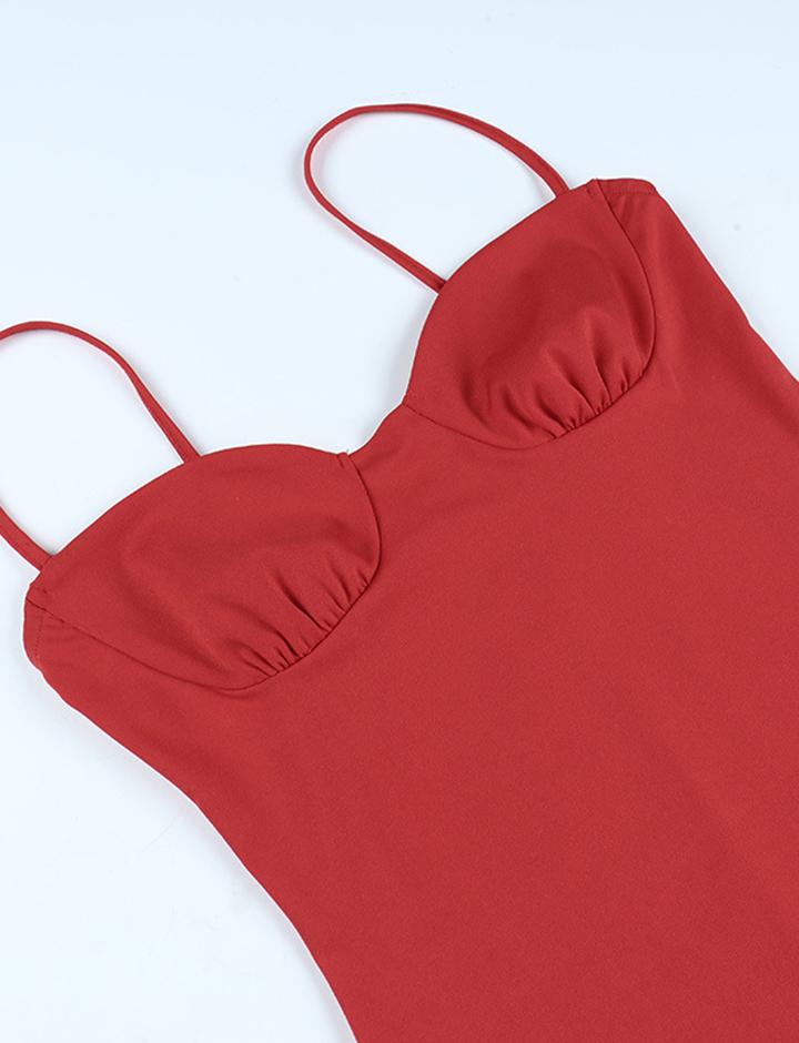 Red Slim Slip Summer Bodycon Mini Dress For Date