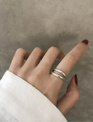 Retro   Geometric Simple Silver Open Ring