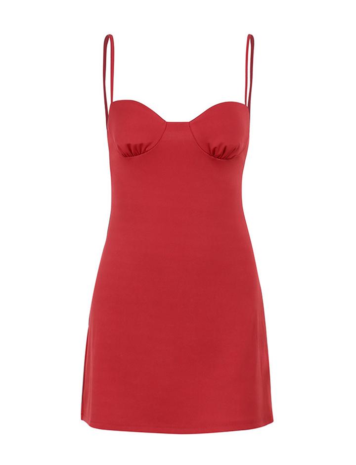 Red Slim Slip Summer Bodycon Mini Dress For Date