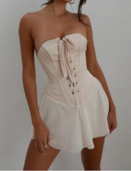 Strap Backless Strapless Ruffle Short Croset Dress