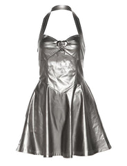 Party Glitter Halter Neck High Waist Mini Dress