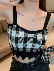 Short Plaid Small Camisole Wrapped Chest Vest