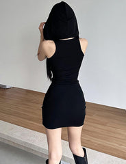 Sleeve Waist Two-Piece Hooded Skirt