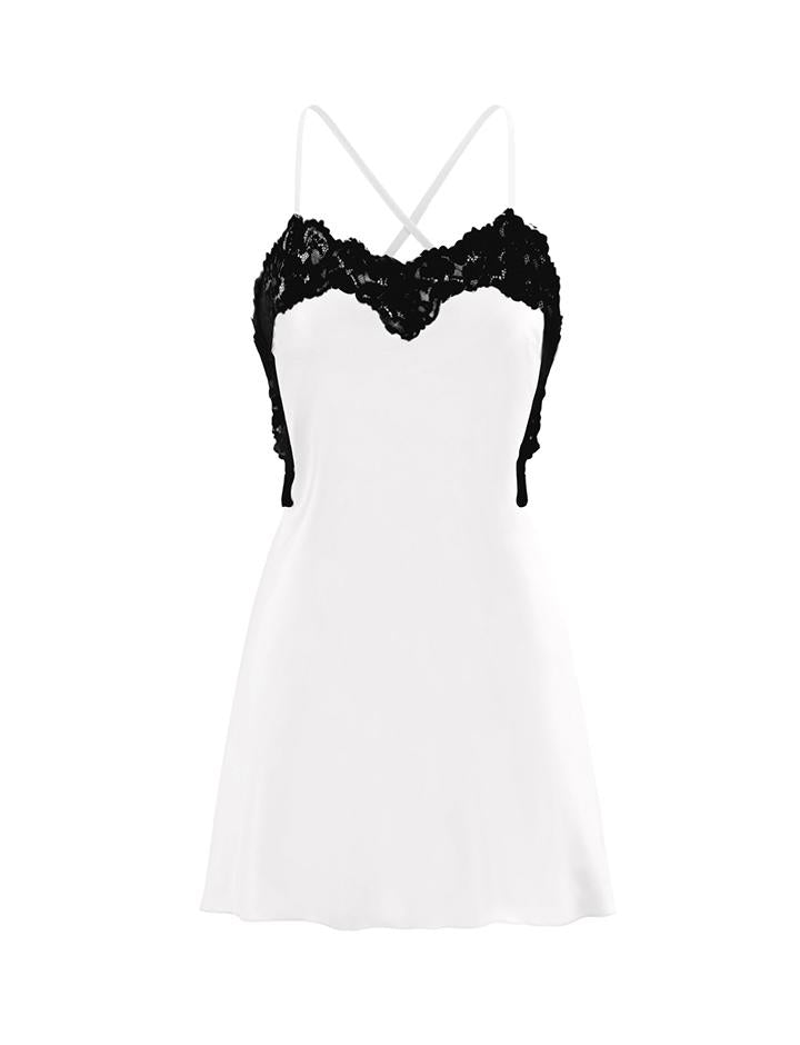 Halter Backless Lace-trimmed Satin Dress