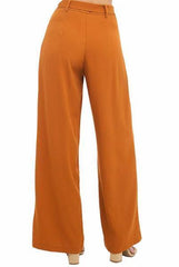 Orange Wide Leg Chiffon Palazzo High Waist Pants